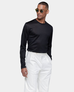 Black Tech Long Sleeve T-Shirt in Extrafine Merino Wool| Filatori 