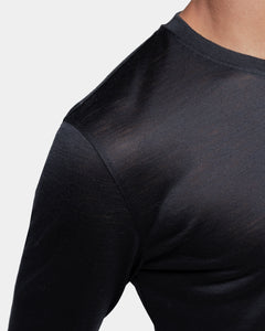 Black Tech Long Sleeve T-Shirt in Extrafine Merino Wool| Filatori 