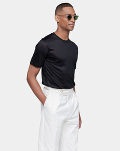 Black Tech Short Sleeve T-Shirt in Extrafine Merino Wool | Filatori 