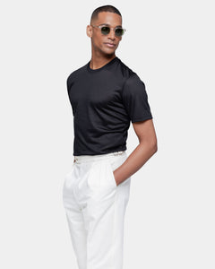 Black Tech Short Sleeve T-Shirt in Extrafine Merino Wool | Filatori 