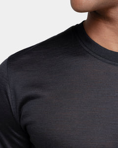 Black Tech Short Sleeve T-Shirt in Extrafine Merino Wool | Filatori 