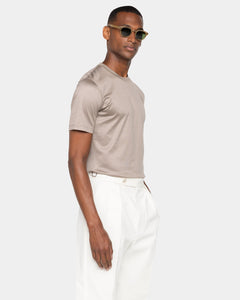 Taupe Short Sleeve T-Shirt 100% Egyptian Cotton | Filatori 