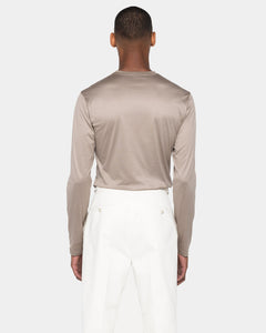 Taupe Long Sleeved T-Shirt 100% Egyptian Cotton | Filatori 