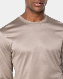 Taupe Long Sleeved T-Shirt 100% Egyptian Cotton | Filatori 