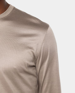 Taupe Long Sleeved T-Shirt 100% Egyptian Cotton | Filatori 