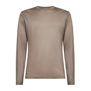 Taupe Long Sleeved T-Shirt 100% Egyptian Cotton | Filatori 