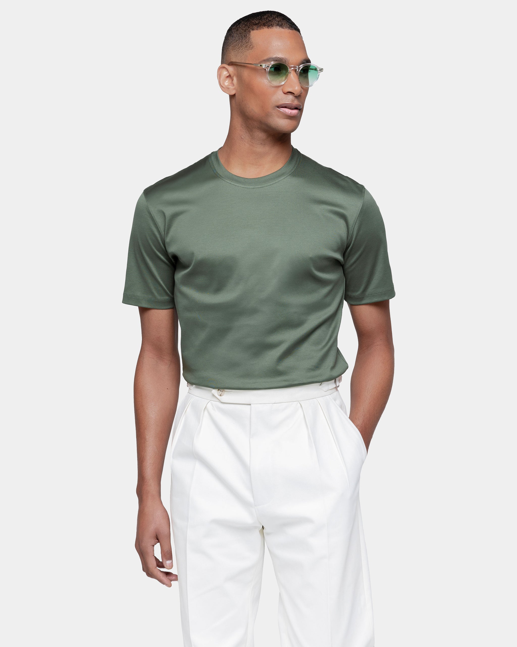 Military Green Short Sleeve T-Shirt 100% Ultra-fine Supima Cotton | Filatori 