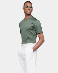 Military Green Short Sleeve T-Shirt 100% Ultra-fine Supima Cotton | Filatori 