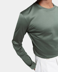 Military Green Long Sleeve T-Shirt 100% Ultra-fine Supima Cotton | Filatori 